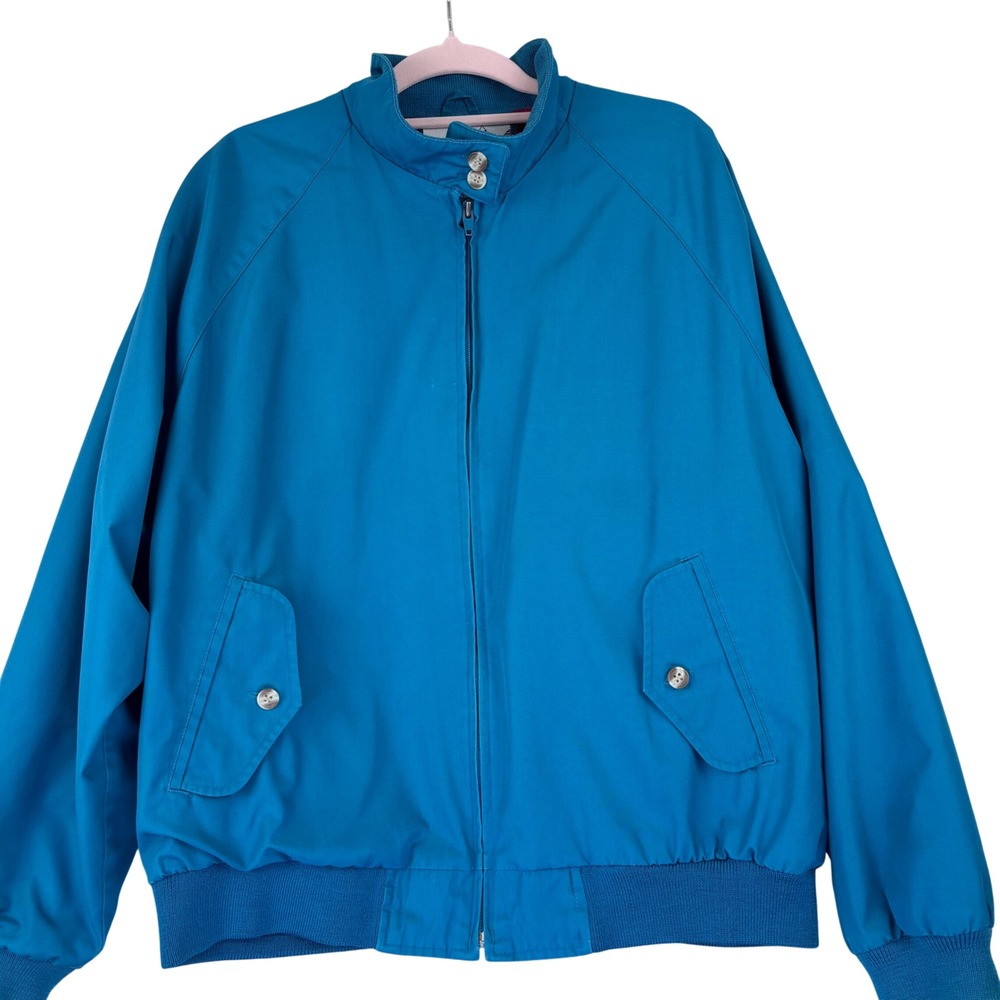 Haute Route Vintage Bomber Harrington Jacket Teal Blue Lined Mens Sz XL